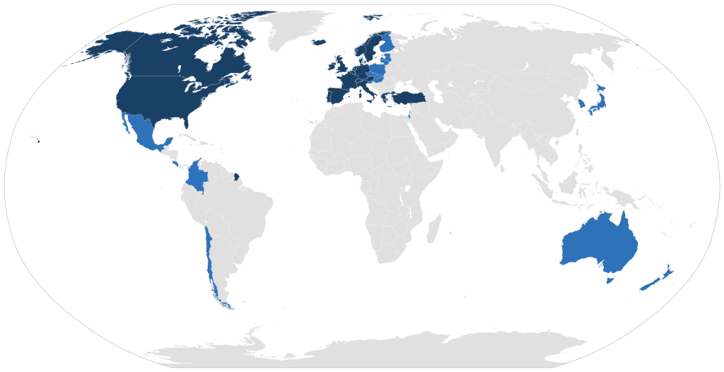 Karte der OECD-Staaten