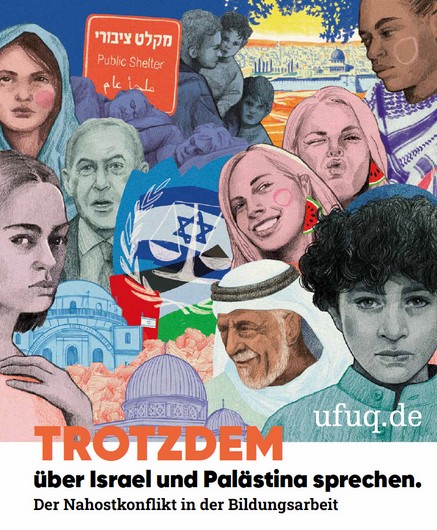 Cover der Handreichung mit zahlreichen Personendarstellungen aus Israel und Palästina